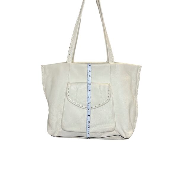 Aimee Kestenberg Leather Tote Bag White Shoulder Bag Large Soft Pebbled Leather - Picture 5 of 11
